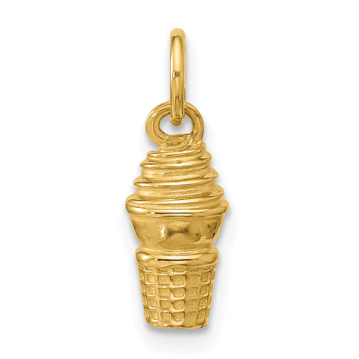 14ky Swirl Ice Cream Cone Charm-D5730