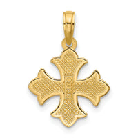 14K Polished Beaded  Fleur de Lis Cross Pendant-D5731