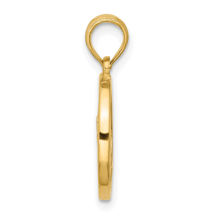 14K Polished Round Capricorn Pendant-D5732
