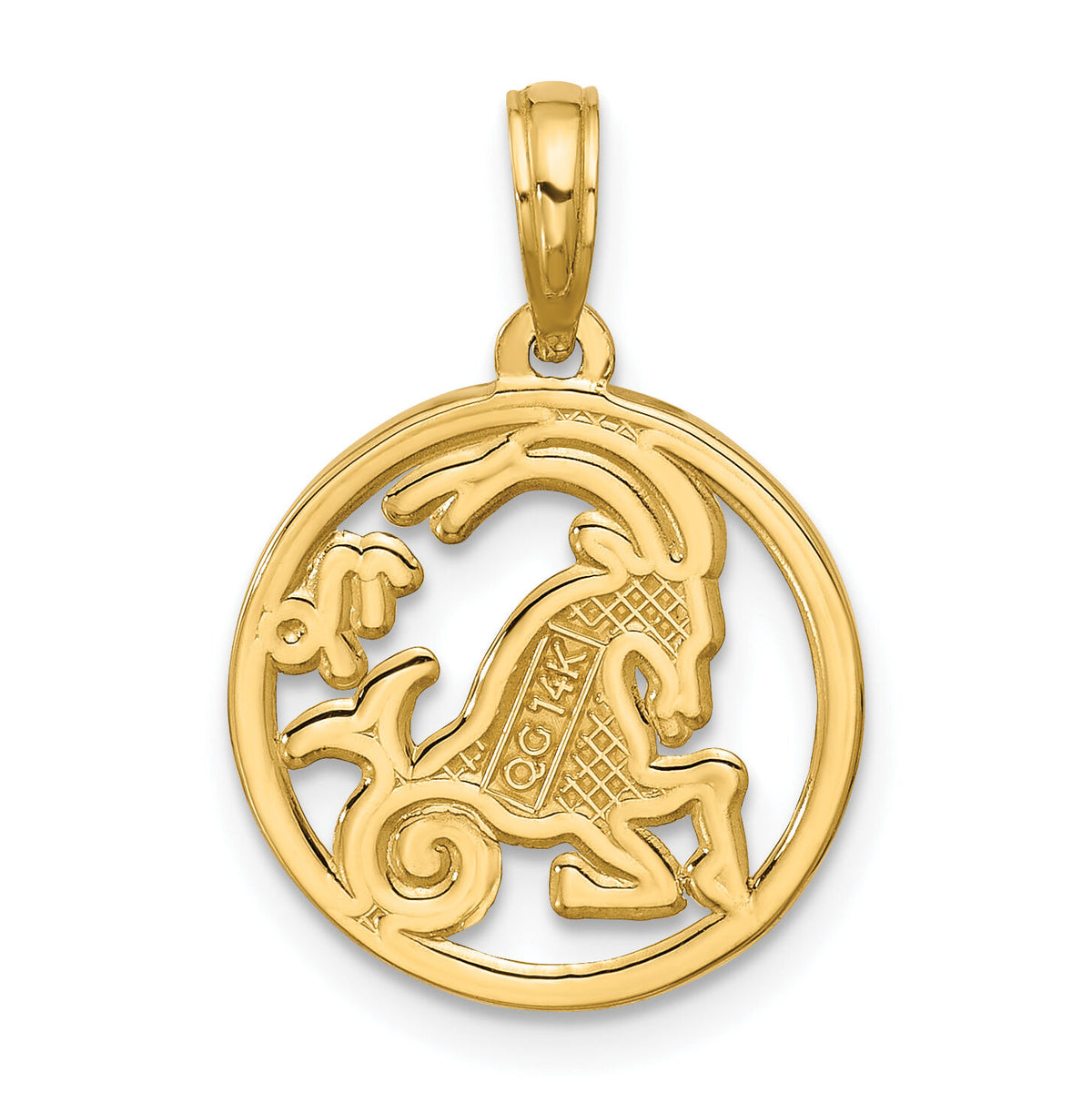 14K Polished Round Capricorn Pendant-D5732
