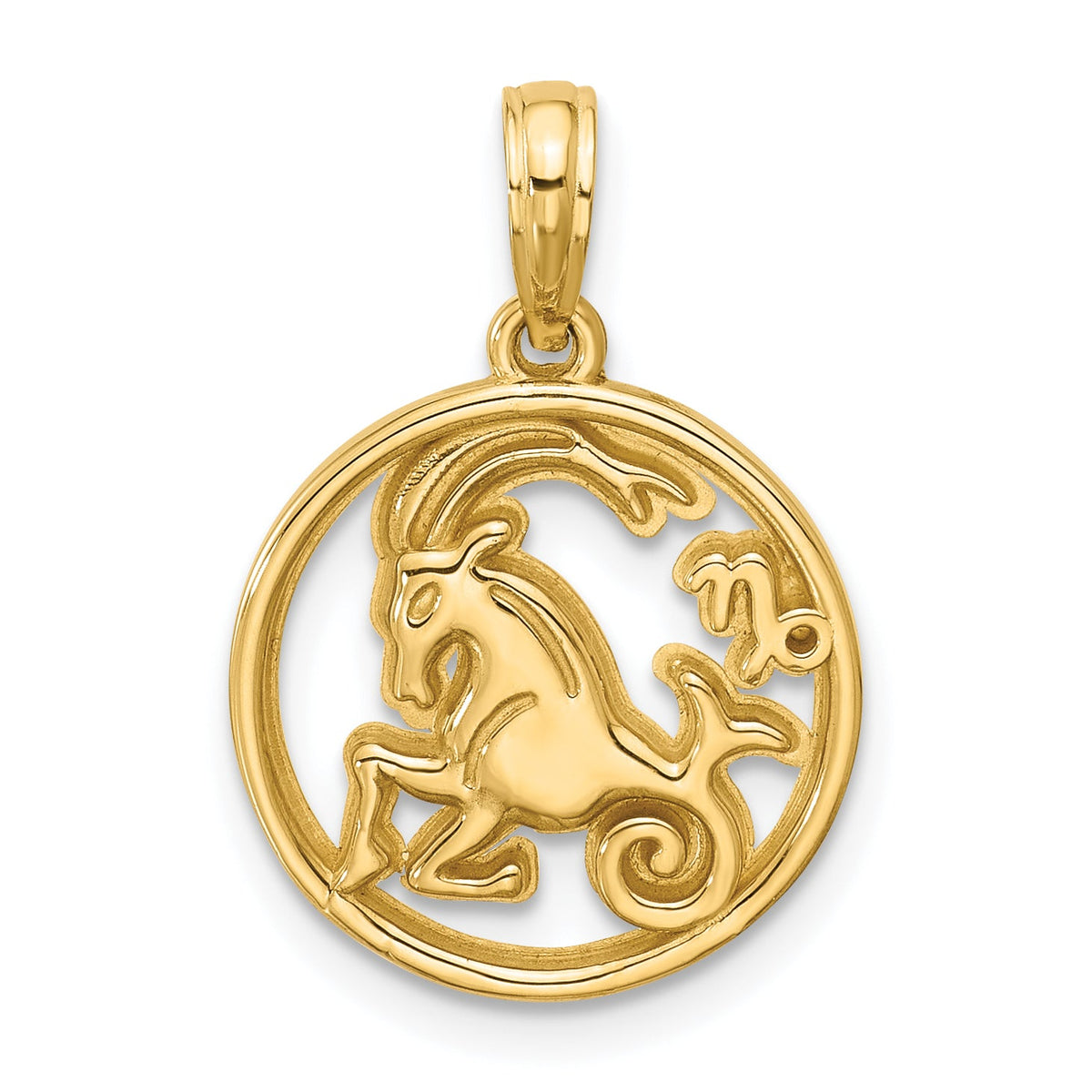 14K Polished Round Capricorn Pendant-D5732