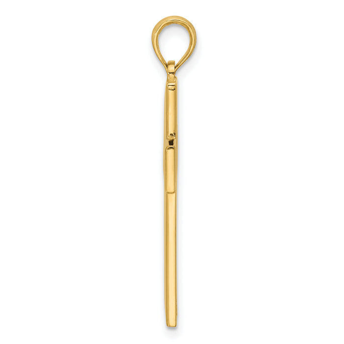 14K Polished Cross Pendant-D5733