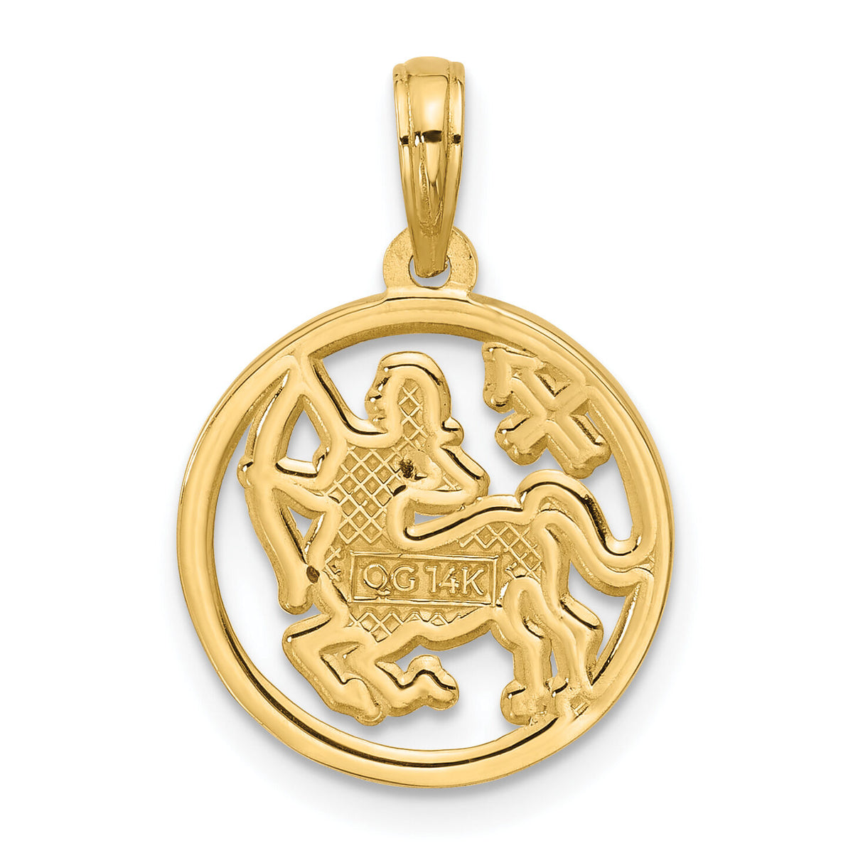14k Polished Round Sagittarius Pendant-D5734