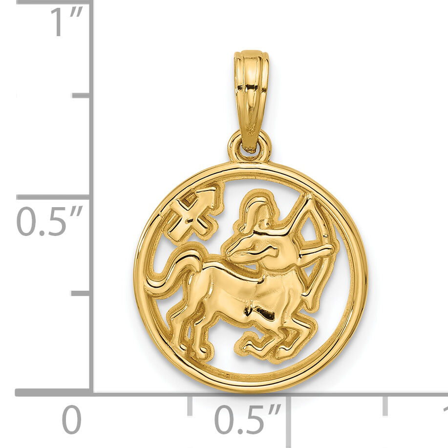 14k Polished Round Sagittarius Pendant-D5734