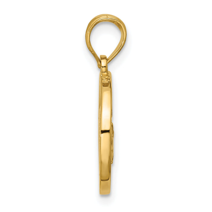 14K Polished Round Taurus Pendant-D5735