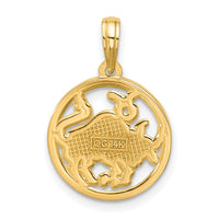 14K Polished Round Taurus Pendant-D5735