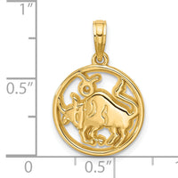 14K Polished Round Taurus Pendant-D5735