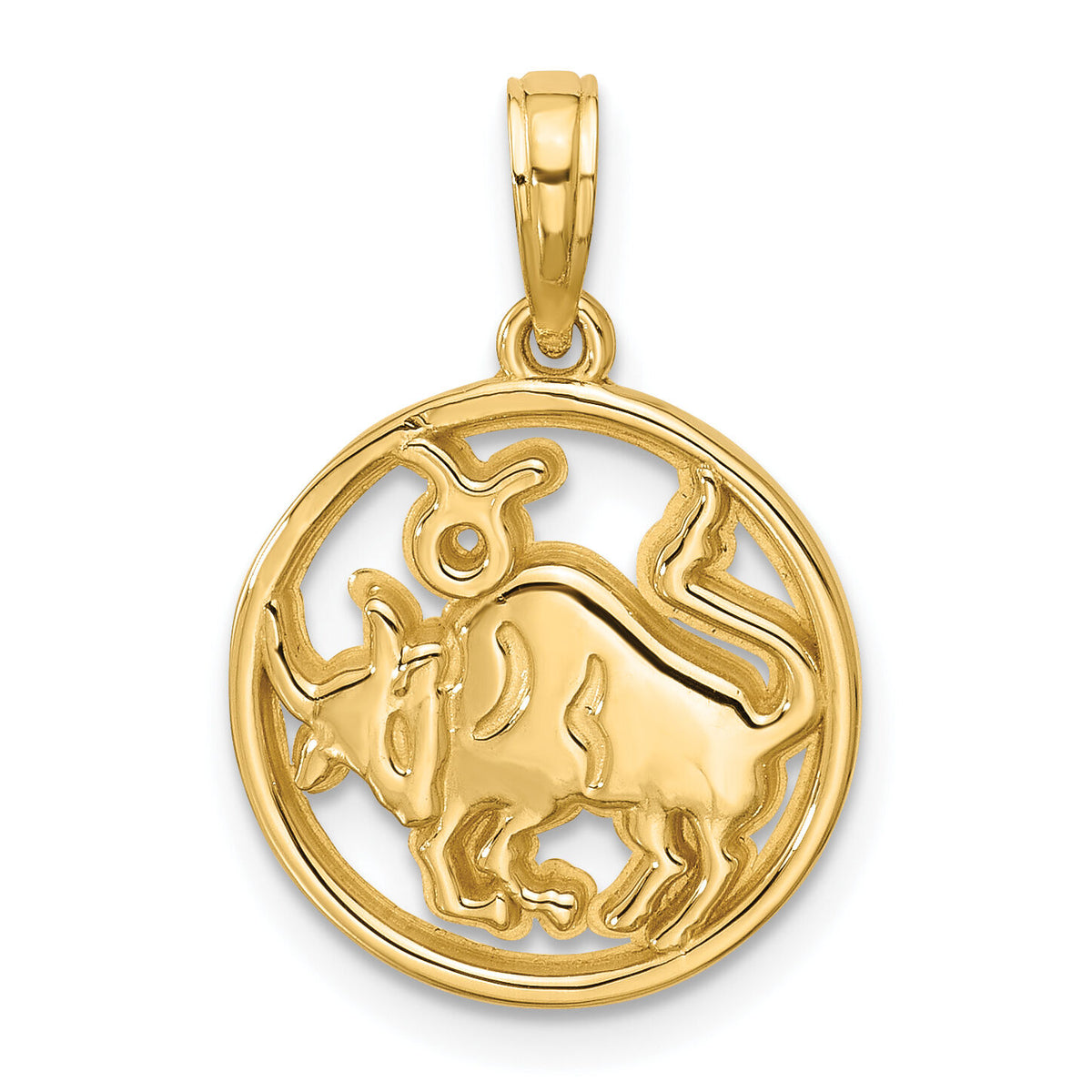 14K Polished Round Taurus Pendant-D5735