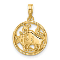 14K Polished Round Taurus Pendant-D5735
