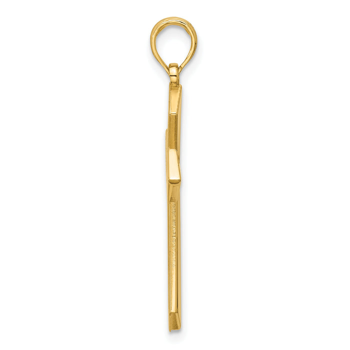 14K Polished Pointed Christian Cross Pendant-D5736