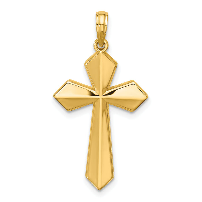 14K Polished Pointed Christian Cross Pendant-D5736