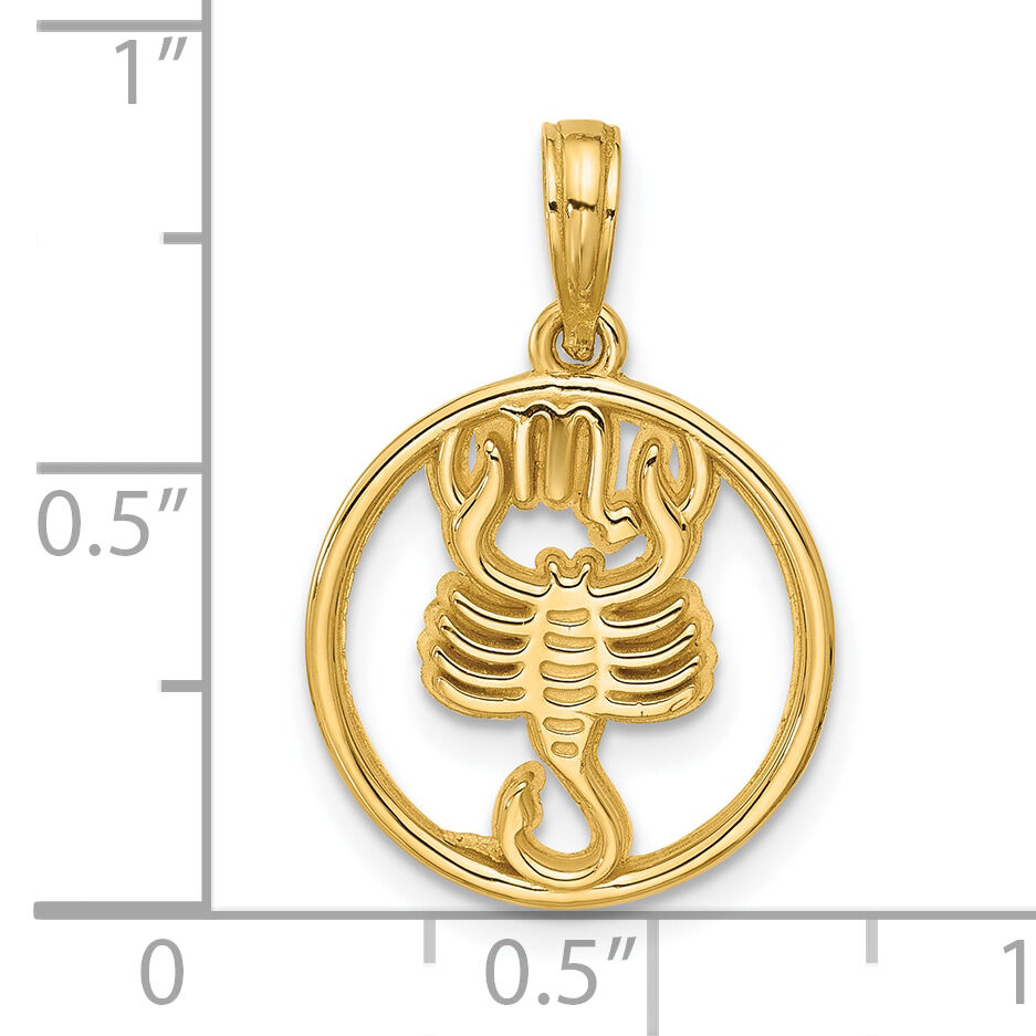14K Polished Round Scorpio Pendant-D5738