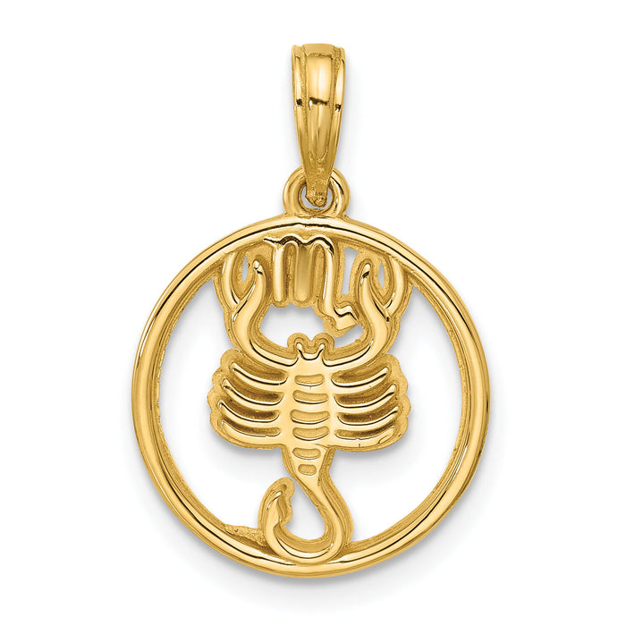 14K Polished Round Scorpio Pendant-D5738