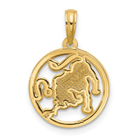 14K Polished Round Leo Pendant-D5739