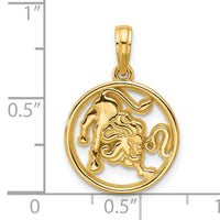 14K Polished Round Leo Pendant-D5739
