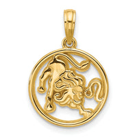 14K Polished Round Leo Pendant-D5739