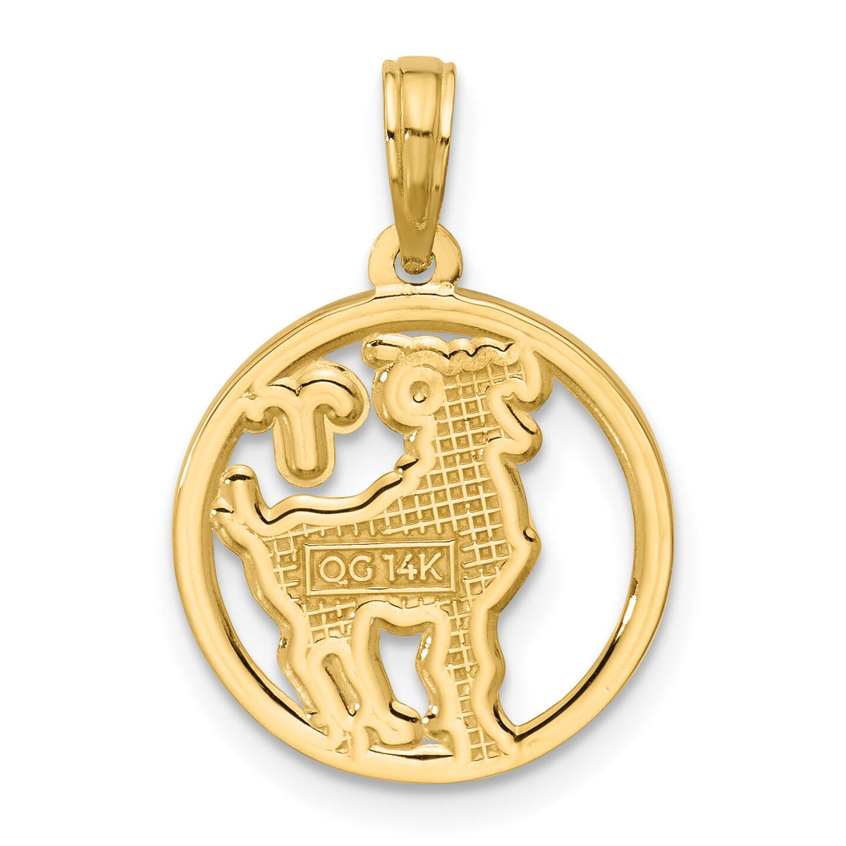 14K Polished Round Aries Pendant-D5740