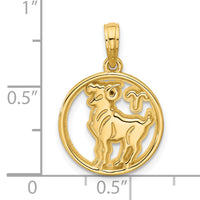 14K Polished Round Aries Pendant-D5740
