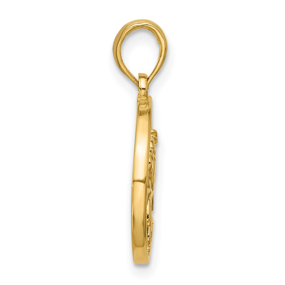 14K Polished Round Cancer Pendant-D5741