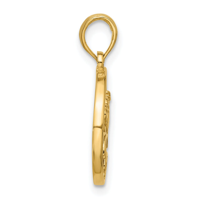 14K Polished Round Cancer Pendant-D5741