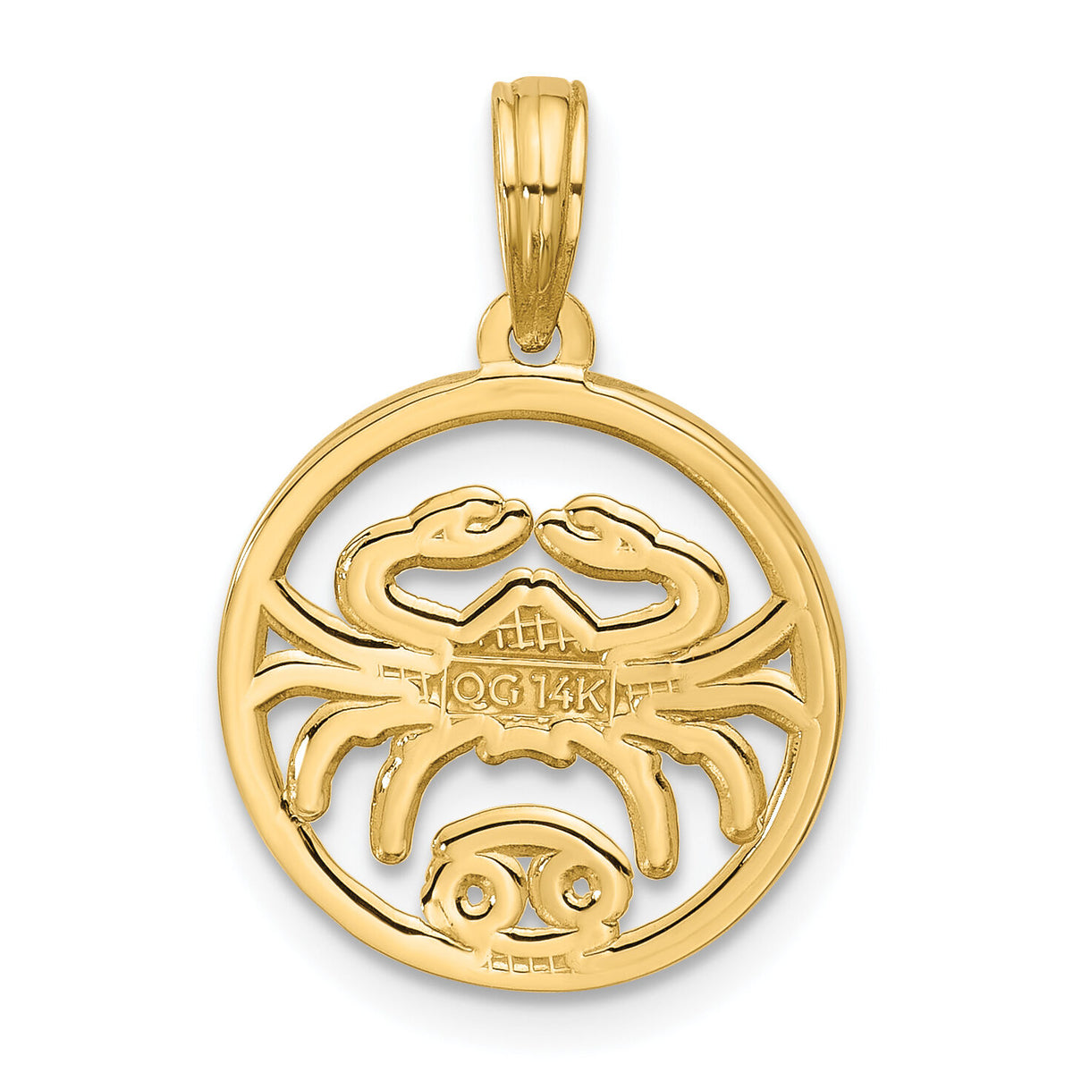 14K Polished Round Cancer Pendant-D5741