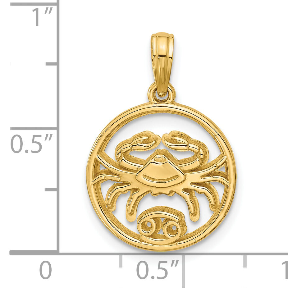 14K Polished Round Cancer Pendant-D5741