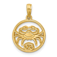 14K Polished Round Cancer Pendant-D5741