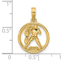14K Polished Round Aquarius Pendant-D5743