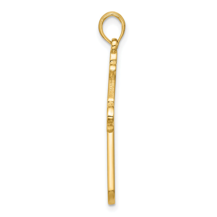 14K Polished Cross Pendant-D5744