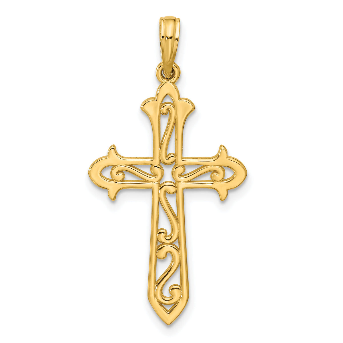 14K Polished Cross Pendant-D5744