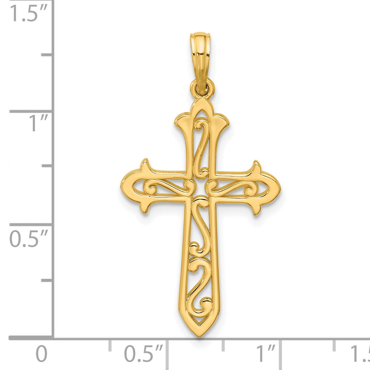 14K Polished Cross Pendant-D5744