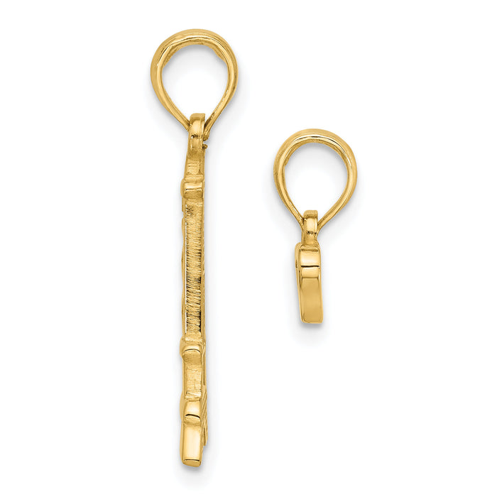 14K Polished and Satin Eiffel Tower with Separate Heart Pendant Set-D5746