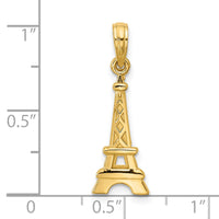 14K Polished and Satin Eiffel Tower with Separate Heart Pendant Set-D5746