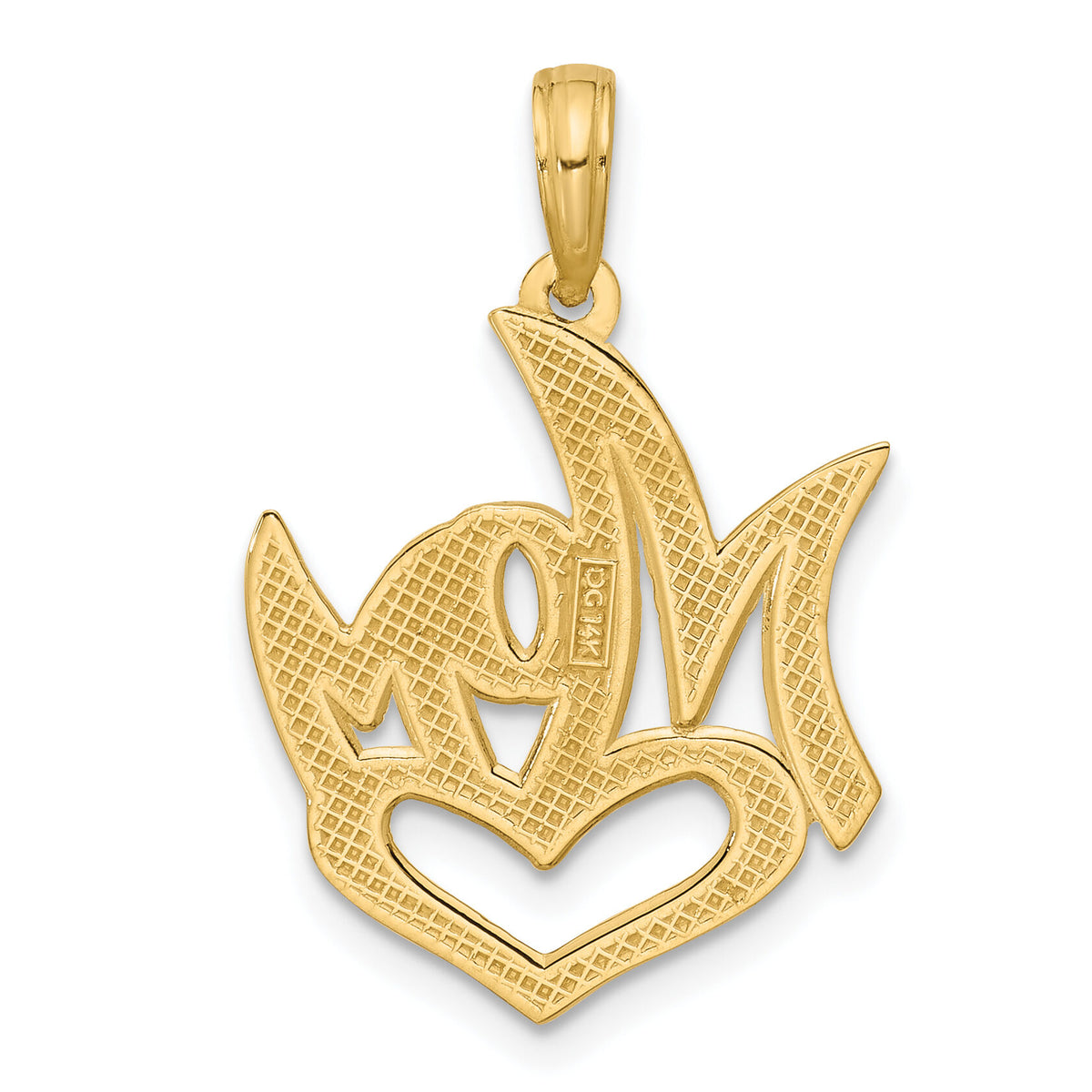 14K Polished Mom And Heart Pendant-D5747
