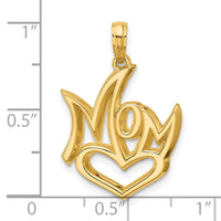 14K Polished Mom And Heart Pendant-D5747