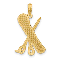 14K Polished Textured Scissor and Comb Pendant-D5748
