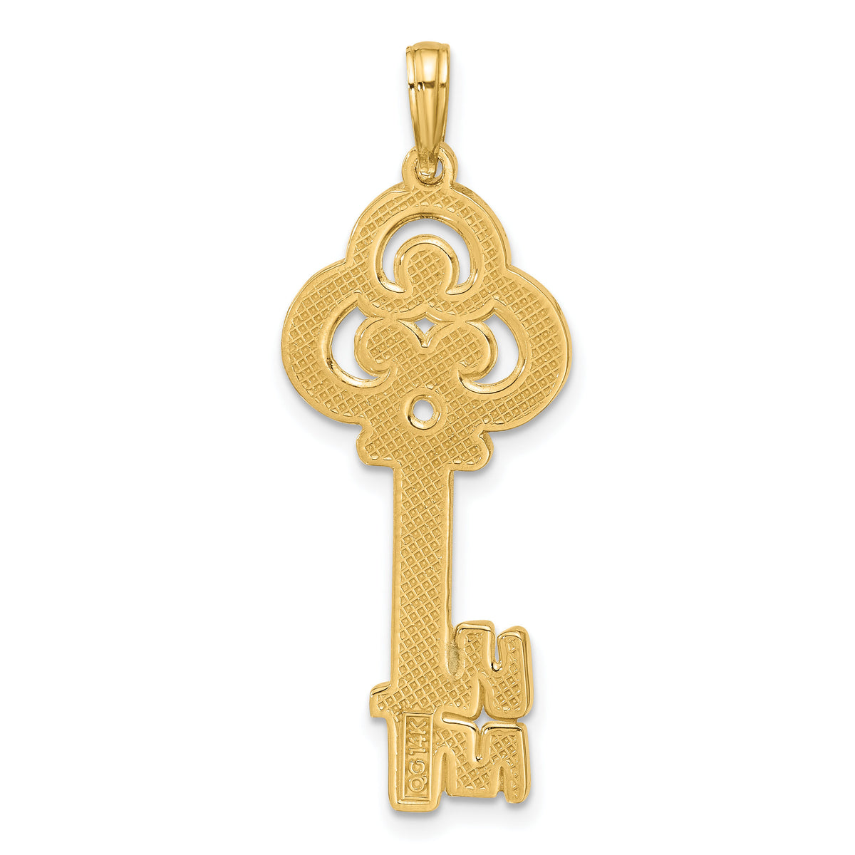 14K Polished Fancy Key Pendant-D5749