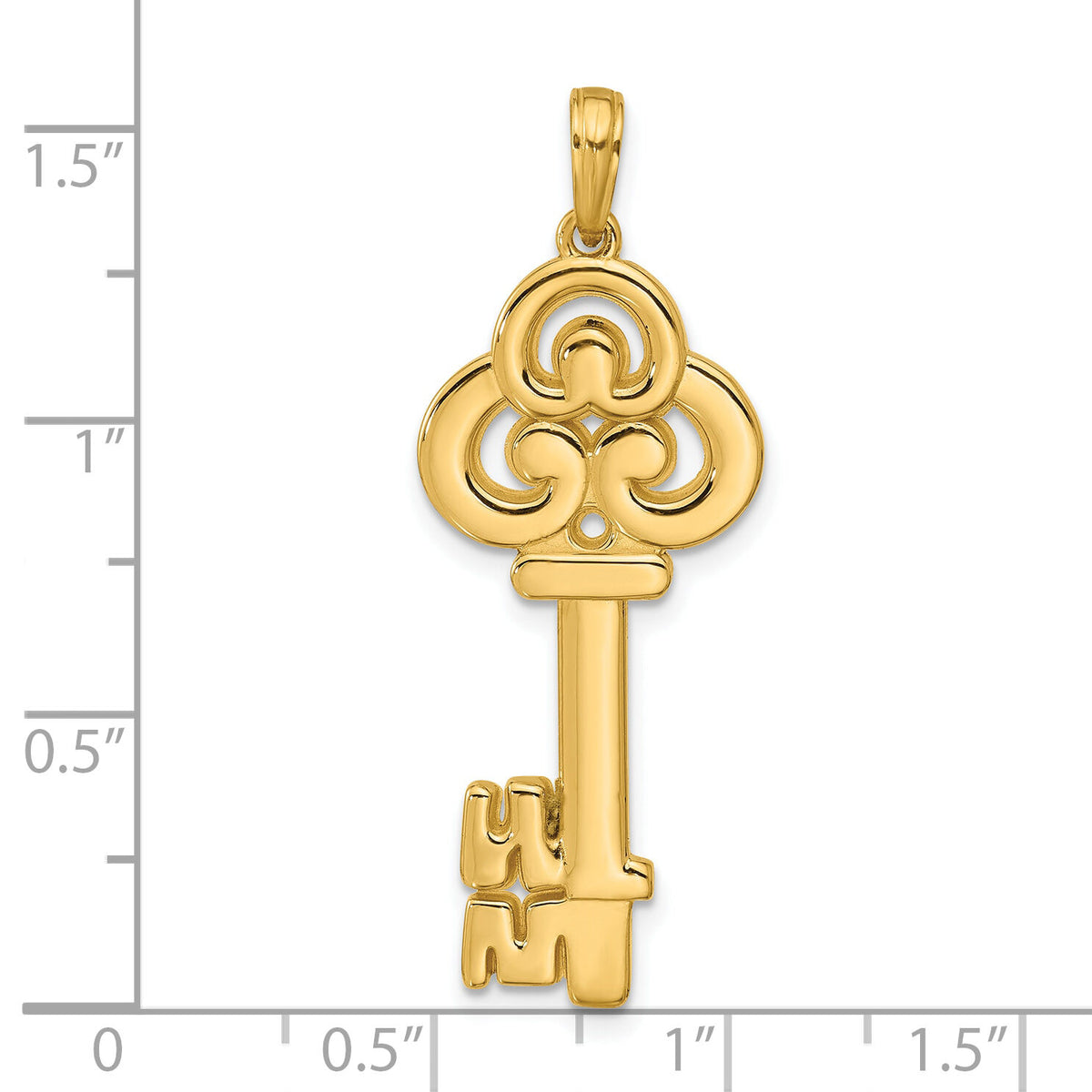 14K Polished Fancy Key Pendant-D5749