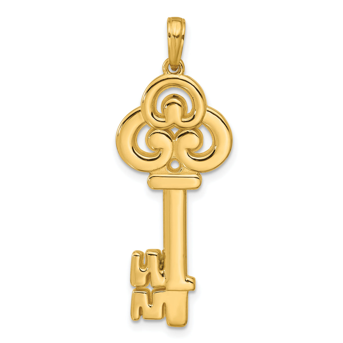 14K Polished Fancy Key Pendant-D5749
