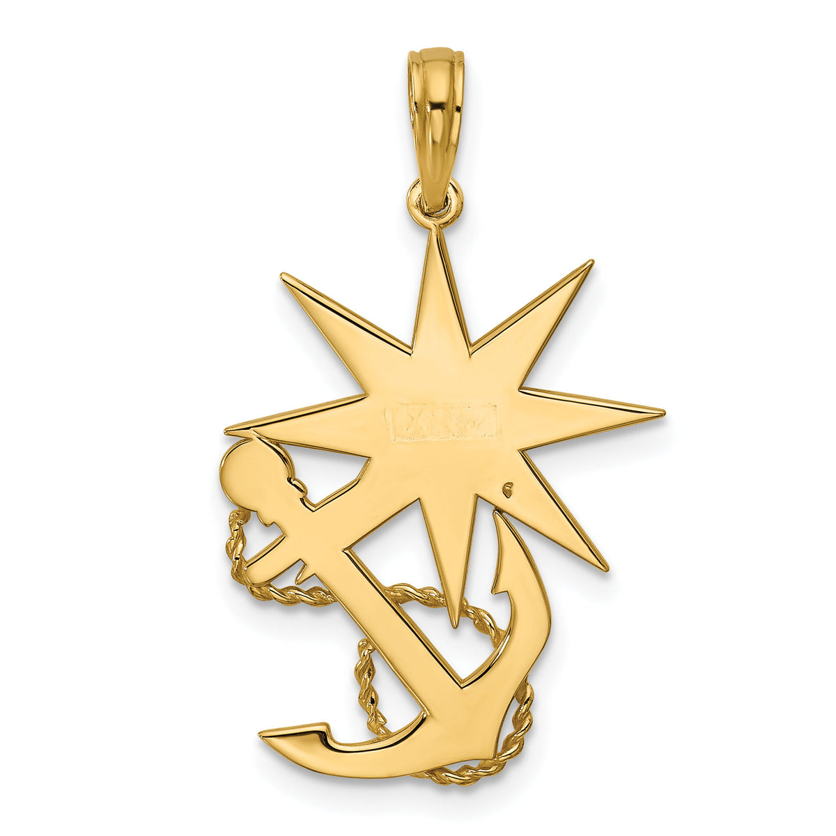 14K Polished Compass And Anchor with Rope Pendant-D5750