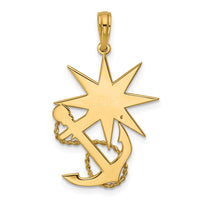 14K Polished Compass And Anchor with Rope Pendant-D5750
