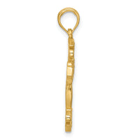 14K Polished Fancy Textured Cross Pendant-D5751