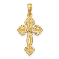 14K Polished Fancy Textured Cross Pendant-D5751