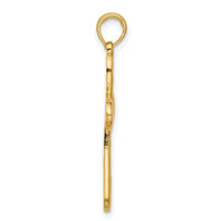14K Polished Rounded Cross Pendant-D5752