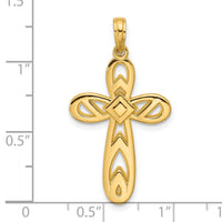 14K Polished Rounded Cross Pendant-D5752