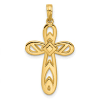 14K Polished Rounded Cross Pendant-D5752