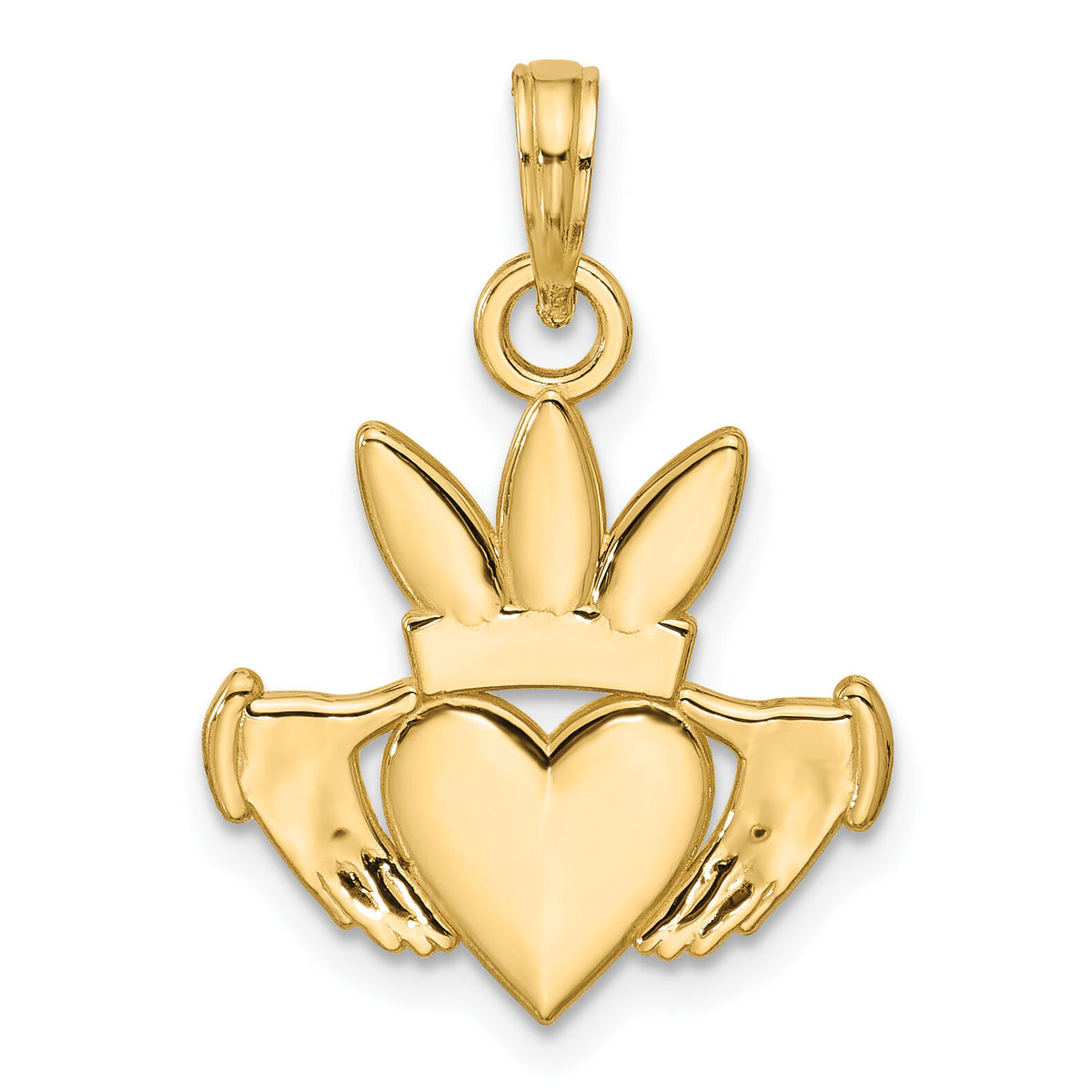 14K Polished Heart Crown Pendant-D5753