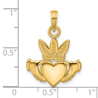 14K Polished Heart Crown Pendant-D5753