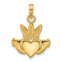 14K Polished Heart Crown Pendant-D5753