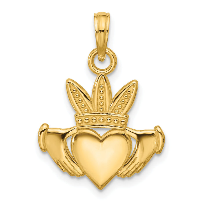 14K Polished Heart Crown Pendant-D5753